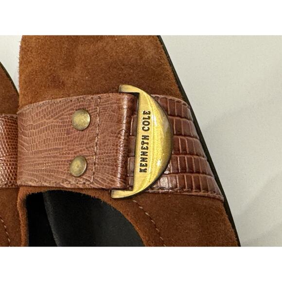 Kenneth Cole Brown Suede Leather Kitten Heels Women's 8.5 "Work It Out" Vintage - Picture 5 of 12
